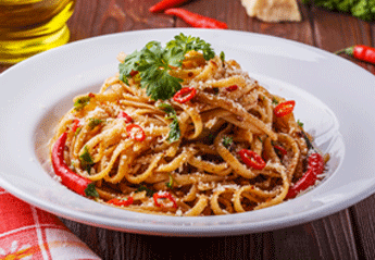 Spicy linguine pasta for dinner