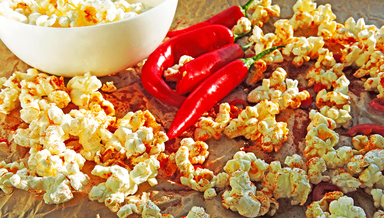 Spicy snack. Popcorn