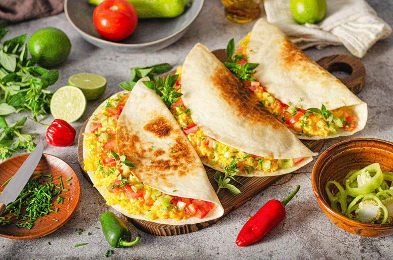 Mexican cooking Tortillas with scrambled eggs