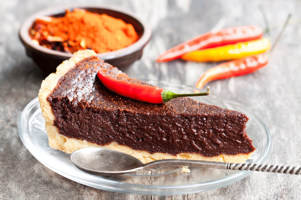Desserts, baking and puddings . Chilli and chocolate Cheesecake
